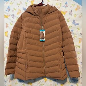 32 Degrees Women’s Power Tech Hooded Jacket Cognac XXL NWT